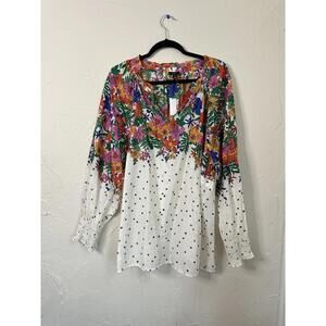 Talbots Floral and Polka Dot Long Sleeve Blouse NWT size 3x